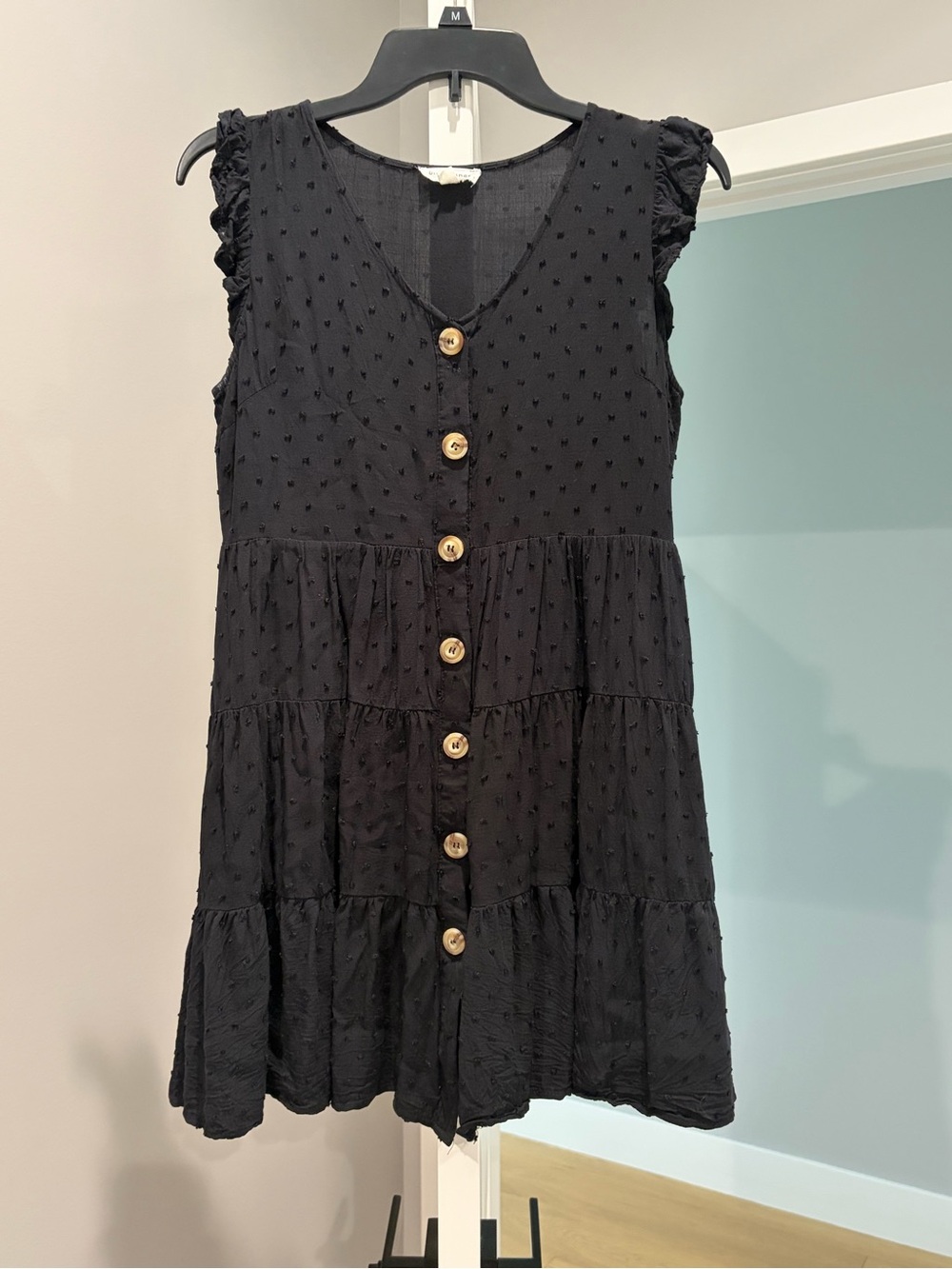 Blu Pepper Black Tiered Button-Front Mini Dress